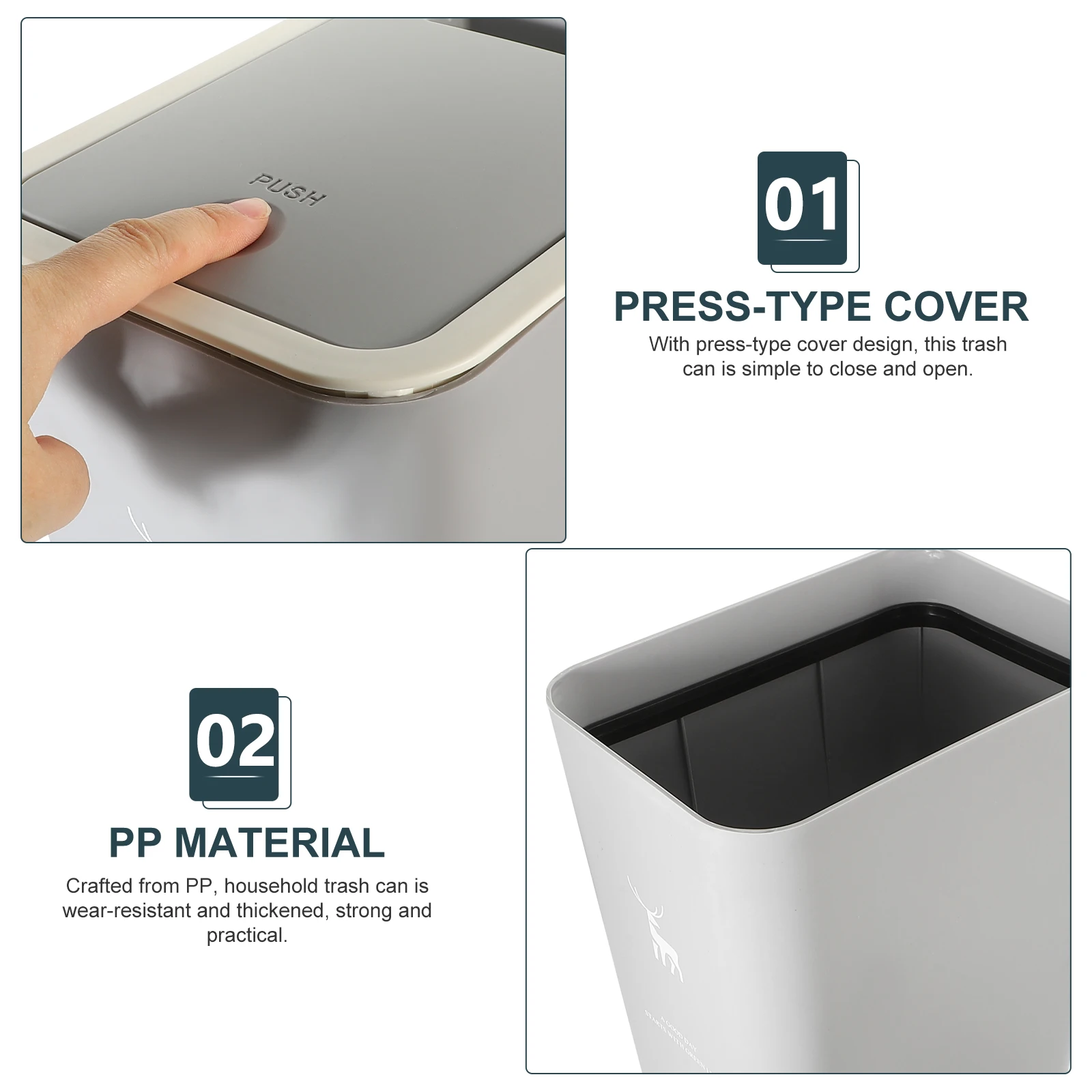 1pc Thickened Pp Push Trash Can With Lid Narrow Bathroom Bedroom Office Garbage Bin Household Waste Basket Strong Light
1pc Thickened Pp Push Trash Can With Lid Narrow Bathroom Bedroom Office Garbage Bin Household Waste Basket Strong Light