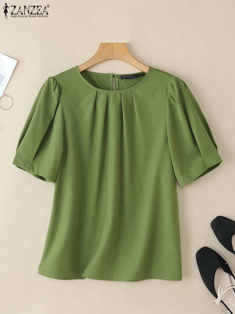 ZANZEA Summer Women Tops Elegant Solid OL Work Shirt 2025 Fashion O Neck Short Sleeve Pleated Blouse Casual Loose Holiday Blusas
ZANZEA Summer Women Tops Elegant Solid OL Work Shirt 2025 Fashion O Neck Short Sleeve Pleated Blouse Casual Loose Holiday Blusas