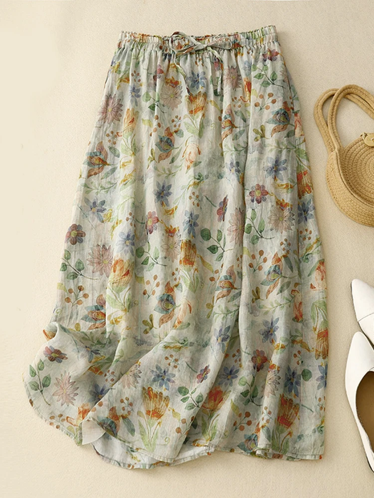 Vintage Cotton Line Floral Skirt Women Loose High Waist Preppy Style Sweet Skirts Summer Casual Elegant Retro Female Dance Skirt
Vintage Cotton Line Floral Skirt Women Loose High Waist Preppy Style Sweet Skirts Summer Casual Elegant Retro Female Dance Skirt