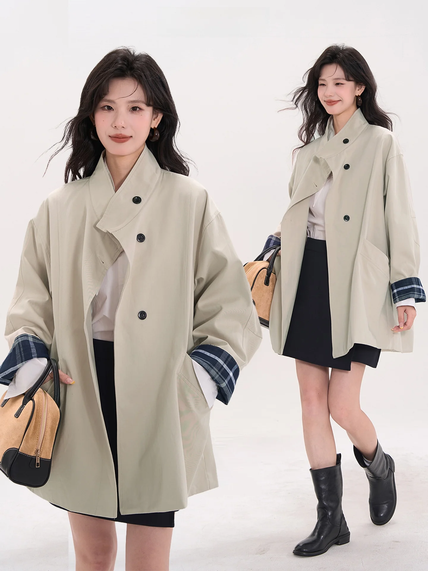 Женская ветровка Ele Plaid средней длины, весна-осень, белая, в корейском стиле, из 100% хлопка
Женская ветровка Ele Plaid средней длины, весна-осень, белая, в корейском стиле, из 100% хлопка