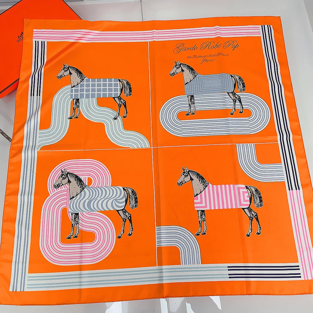 90Cm New Handmade Hemming Geometric Striped War Horse Fashion Shawl Decoration Women's Large Square Scarf Silk Scarf Scarf
90Cm New Handmade Hemming Geometric Striped War Horse Fashion Shawl Decoration Women's Large Square Scarf Silk Scarf Scarf