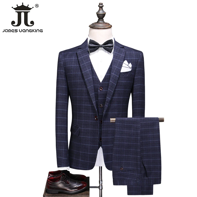 (Blazer + Vest + Pants) High-end Brand Boutique Fashion Classic Plaid Mens Formal Business Suit 3-piece Groom Wedding Dress
(Blazer + Vest + Pants) High-end Brand Boutique Fashion Classic Plaid Mens Formal Business Suit 3-piece Groom Wedding Dress