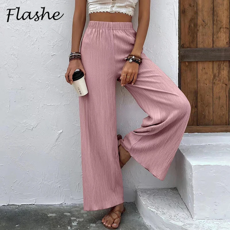 Women Casual Pants Spring Summer High Waist Loose Long Trousers For Women Elegant Solid Wide Leg Pants
Women Casual Pants Spring Summer High Waist Loose Long Trousers For Women Elegant Solid Wide Leg Pants