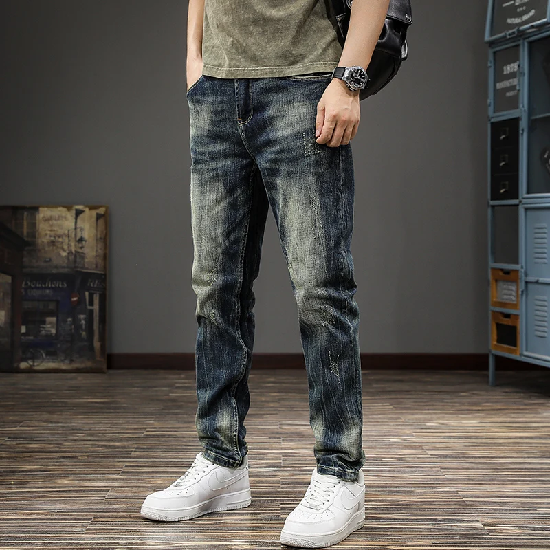 High-end American classic retro yellow mud dyed old jeans men's spring and autumn slim straight trousers small foot pants
High-end American classic retro yellow mud dyed old jeans men's spring and autumn slim straight trousers small foot pants
