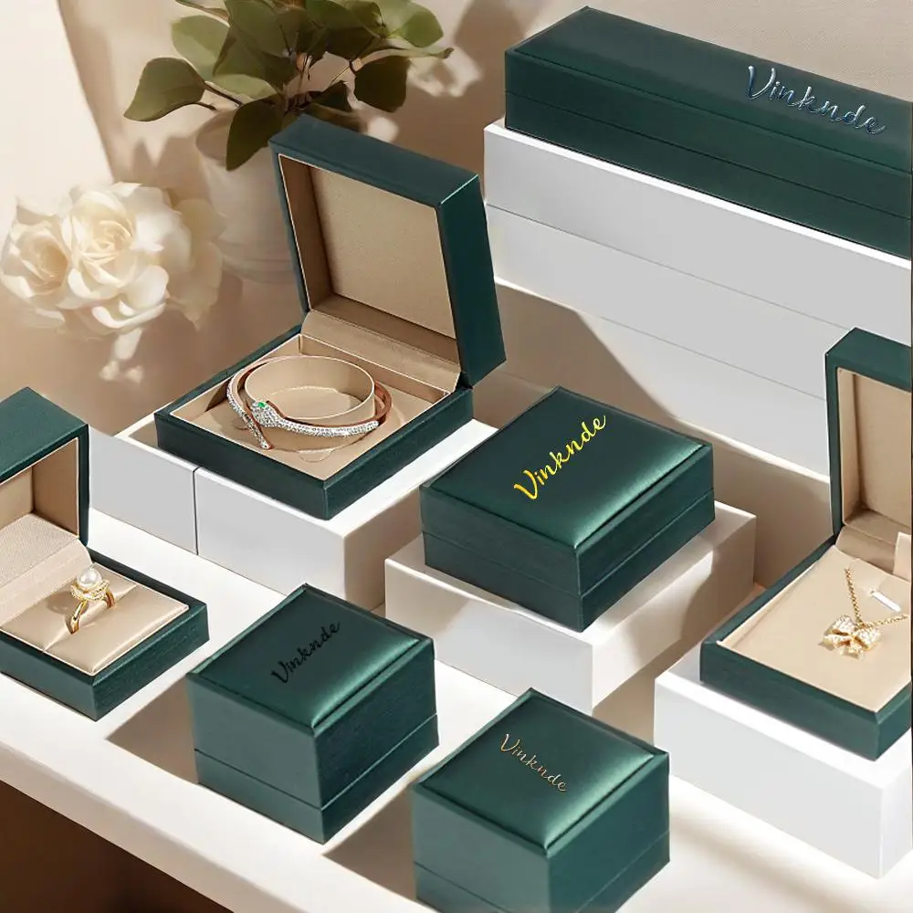 Dark Green Leather Jewelry Box 5pcs Custom Logo Ring Earring Bracelet Necklace Display Travel Case Wedding Gift Packaging Boxes
Dark Green Leather Jewelry Box 5pcs Custom Logo Ring Earring Bracelet Necklace Display Travel Case Wedding Gift Packaging Boxes