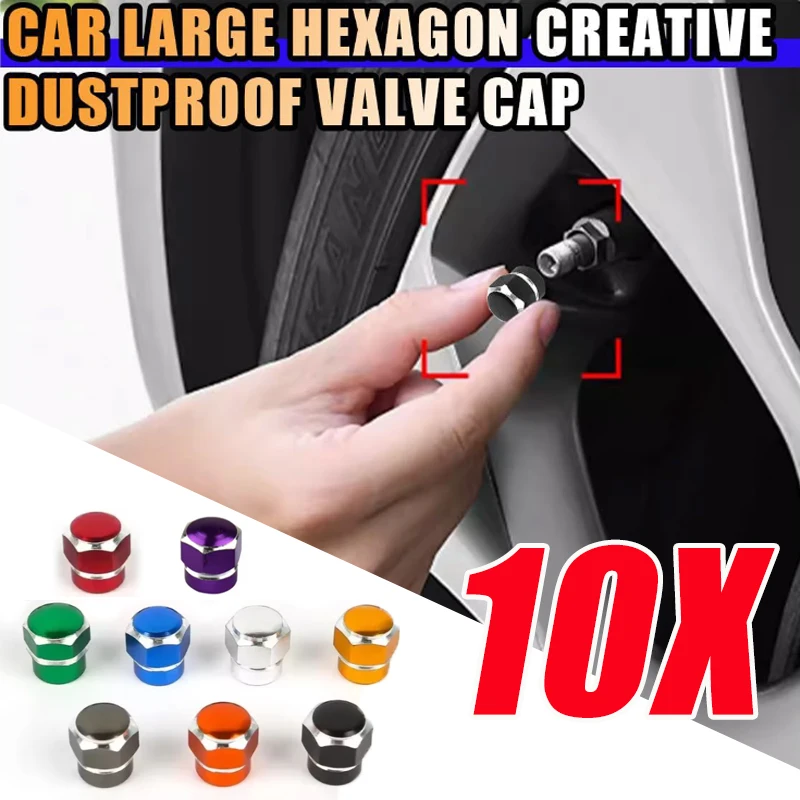 10PCS Car Tire Big Hexagonal Screw Valve Cover Colorful Aluminum Valve Cap Anti-Leakage Dust Cap Automotive Exterior Accessories
10PCS Car Tire Big Hexagonal Screw Valve Cover Colorful Aluminum Valve Cap Anti-Leakage Dust Cap Automotive Exterior Accessories