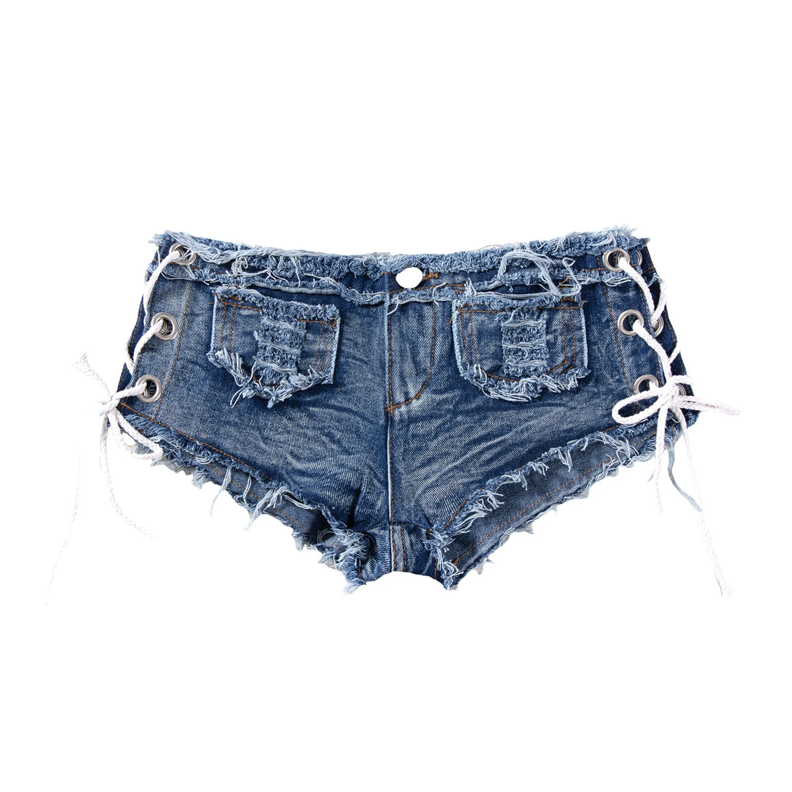Men's Low Rise Extra Short Hot Pants Raw Edge Ripped Denim Shorts with Sides Lace-up Booty Jeans Shorts for Rave Party Clubwear
Men's Low Rise Extra Short Hot Pants Raw Edge Ripped Denim Shorts with Sides Lace-up Booty Jeans Shorts for Rave Party Clubwear