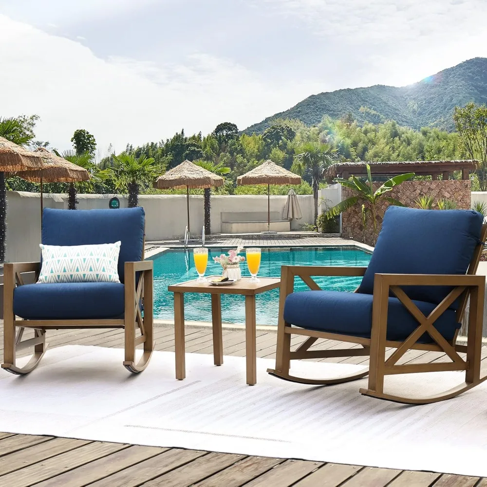 Sunbrella Rocking Bistro Set, 3 Piece Outdoor Patio Conversation Furniture Set with 6.5'' Thick Cushions Wood Grain Finish Fram
Sunbrella Rocking Bistro Set, 3 Piece Outdoor Patio Conversation Furniture Set with 6.5'' Thick Cushions Wood Grain Finish Fram