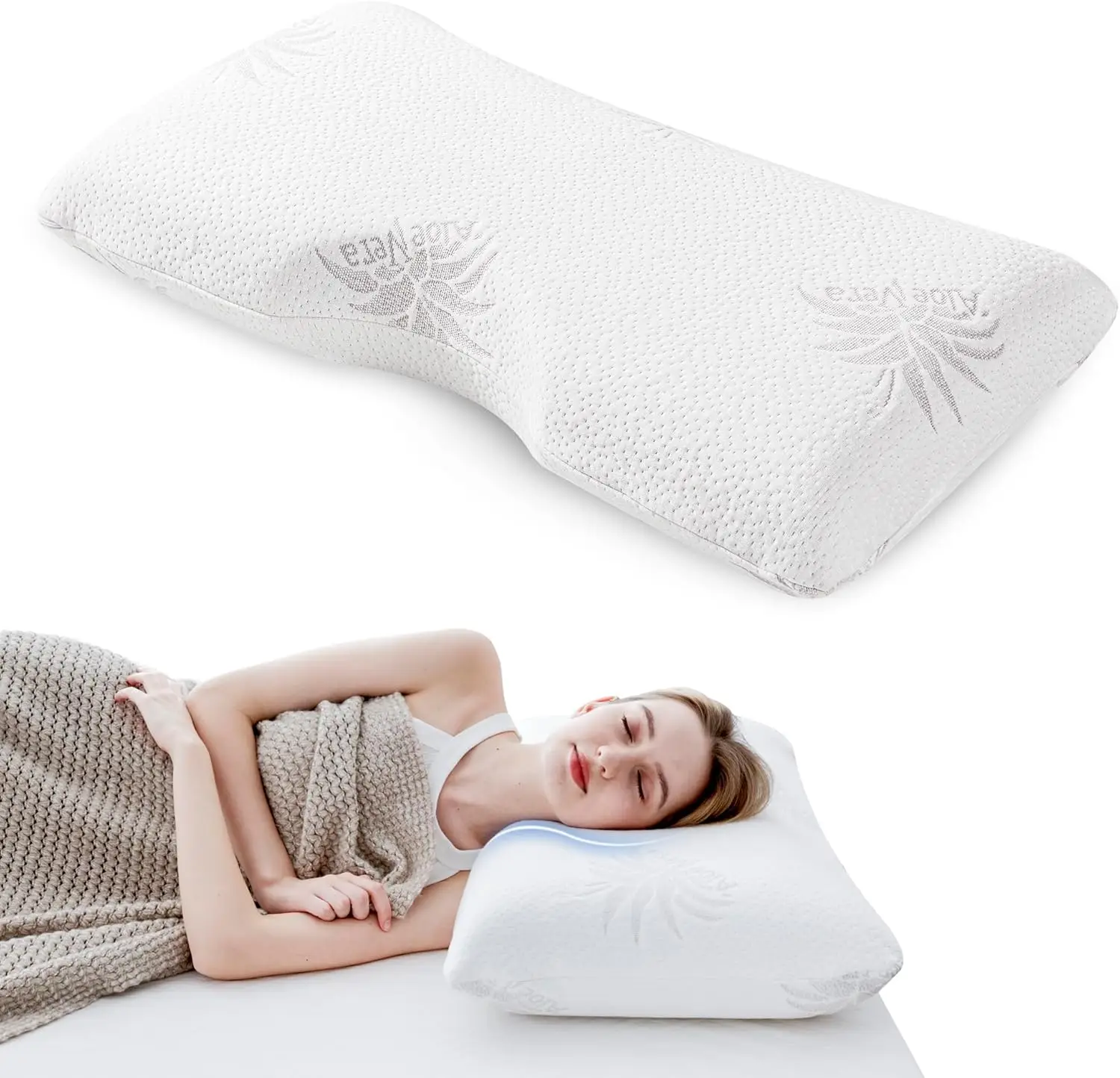 EGOHOME Cervical Neck Pillow, Aloe Vera Infused Memory Foam, Side Sleeper Support, Medium Firm, 30x16 Inches
EGOHOME Cervical Neck Pillow, Aloe Vera Infused Memory Foam, Side Sleeper Support, Medium Firm, 30x16 Inches