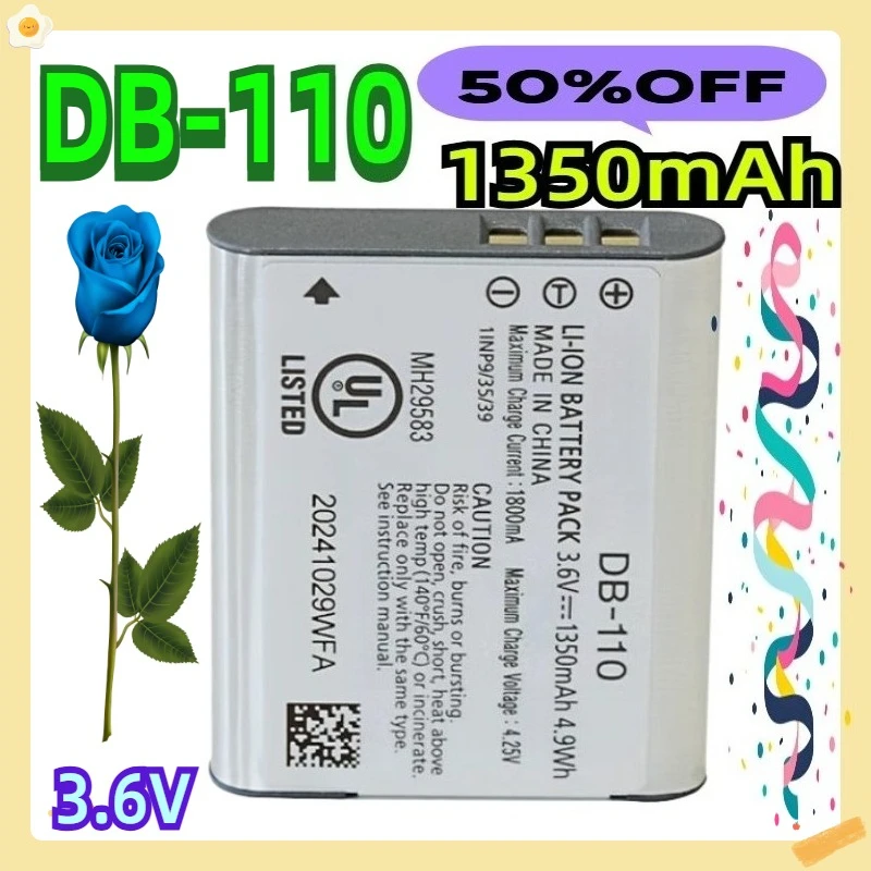 1350mAh 3.6V For Ricoh DB-110 Rechargeable Li-Ion Battery GR Series WG6 G900 Theta X
1350mAh 3.6V For Ricoh DB-110 Rechargeable Li-Ion Battery GR Series WG6 G900 Theta X