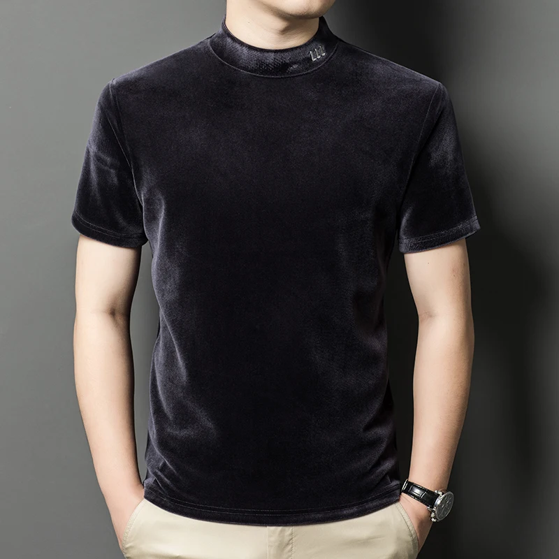 2024 New Trendy Golden Velvet Tees Mens Thick Mock Neck Velour Tops Short Sleeve Fashion Embroidery Velvet T-shirt
2024 New Trendy Golden Velvet Tees Mens Thick Mock Neck Velour Tops Short Sleeve Fashion Embroidery Velvet T-shirt
