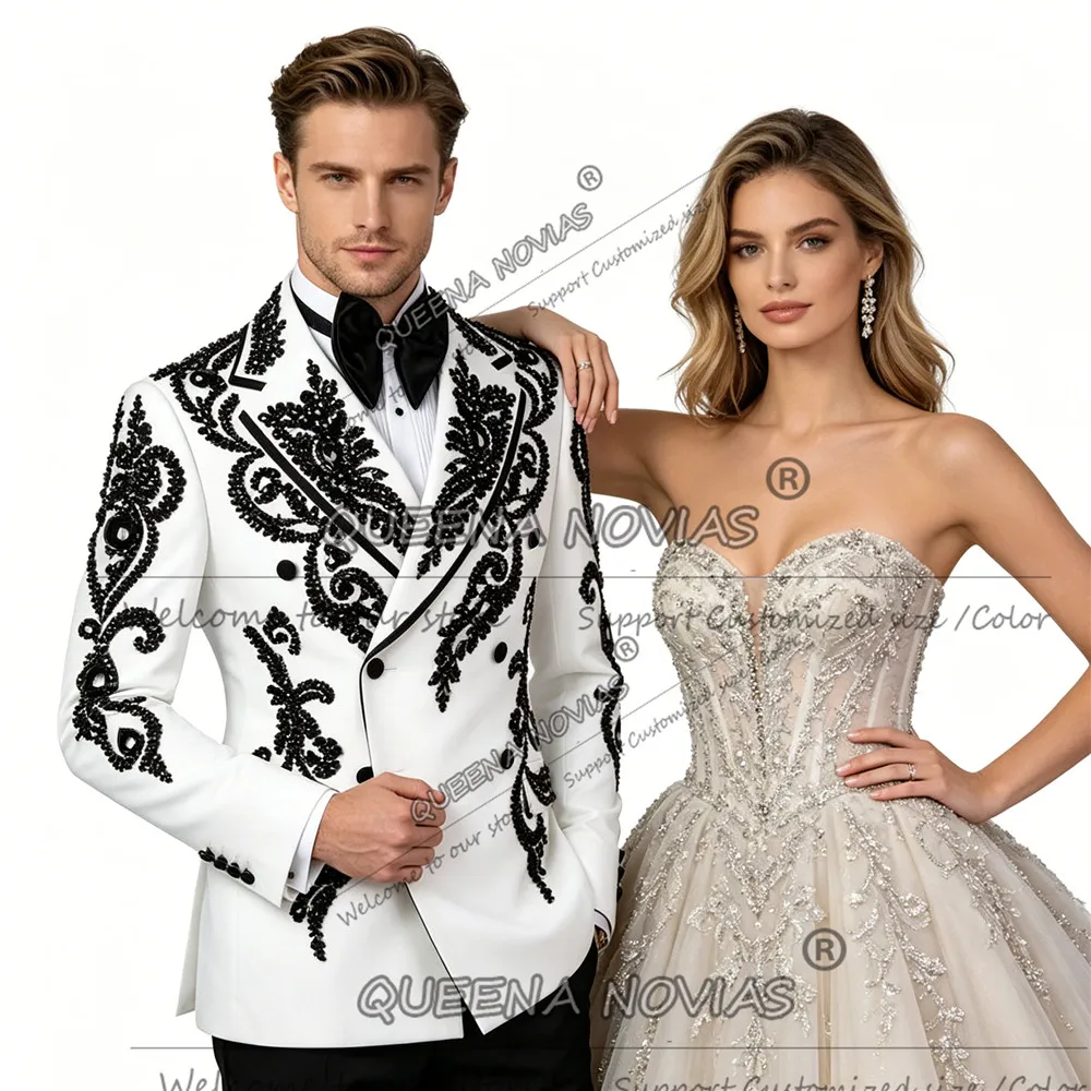 Exclusive Suit Man For Wedding Black Diamond Beaded rom Blazer Pants 2 Piece Sets Groom Tuxedos Slim Fit Man Banquet Outfit 2026
Exclusive Suit Man For Wedding Black Diamond Beaded rom Blazer Pants 2 Piece Sets Groom Tuxedos Slim Fit Man Banquet Outfit 2026