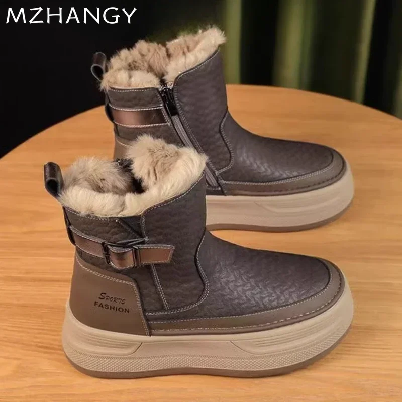Platform Womens Snow Ankle Boots Leather Short Plush Cotton Shoes Trend Fashion Warm Cozy Women High-top Ankle Boots Botas Mujer
Platform Womens Snow Ankle Boots Leather Short Plush Cotton Shoes Trend Fashion Warm Cozy Women High-top Ankle Boots Botas Mujer