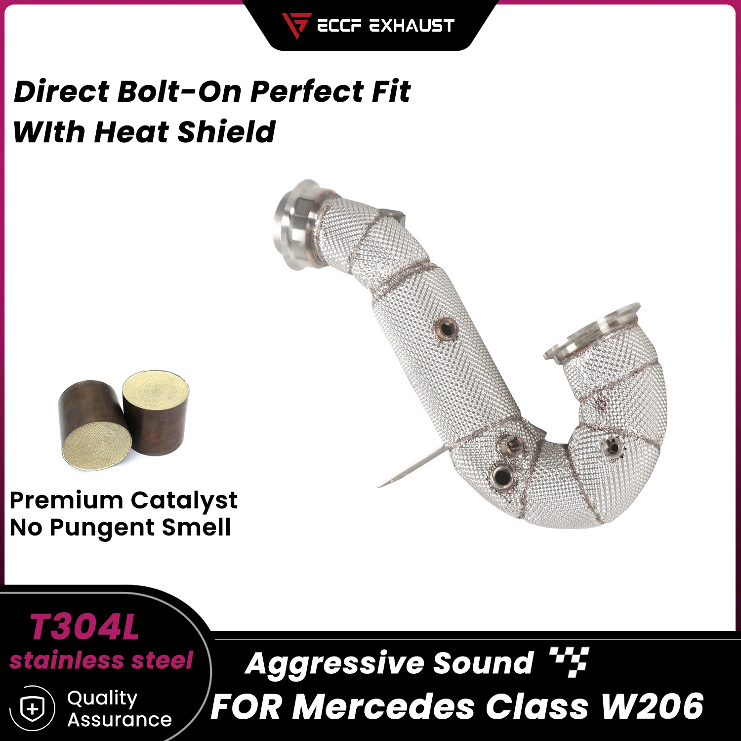 Sporty Downpipe With Heat Shield For Mercedes Class W206 Aggressive Exhaust Sound High Flow Performance Upgrade
Sporty Downpipe With Heat Shield For Mercedes Class W206 Aggressive Exhaust Sound High Flow Performance Upgrade