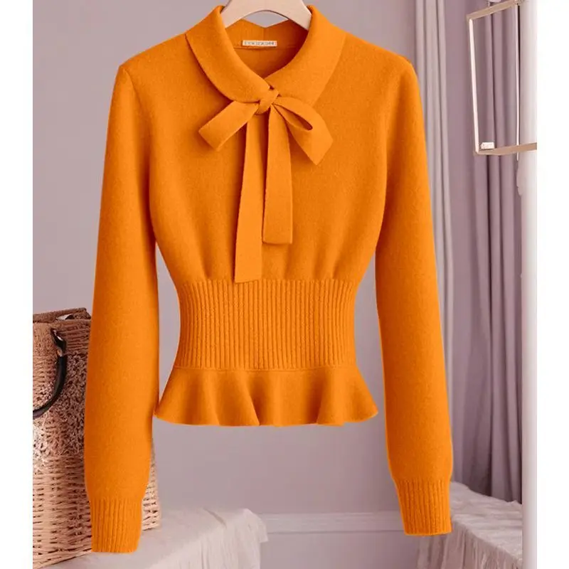 2024 Autumn New French Style Gentle Sweet Slim Fit Office Lady Knitted Sweater Pullover Long Sleeve Versatile Temperament Top
2024 Autumn New French Style Gentle Sweet Slim Fit Office Lady Knitted Sweater Pullover Long Sleeve Versatile Temperament Top