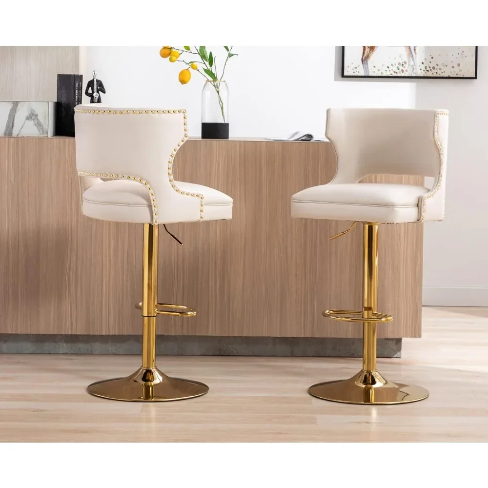 Leather Bar Stools Set of 2 Swivel Counter Height Barstools with Back Adjustable Bar Chairs with Gold Base Modern Upholst
Leather Bar Stools Set of 2 Swivel Counter Height Barstools with Back Adjustable Bar Chairs with Gold Base Modern Upholst