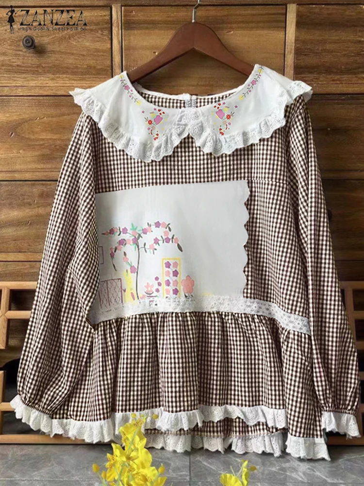 ZANZEA 2025 Fashion Women Blouses Vintage Plaid Printed Shirt Long Puff Sleeve Casual Top Peter Pan Collar Loose Bohemian Blusas
ZANZEA 2025 Fashion Women Blouses Vintage Plaid Printed Shirt Long Puff Sleeve Casual Top Peter Pan Collar Loose Bohemian Blusas
