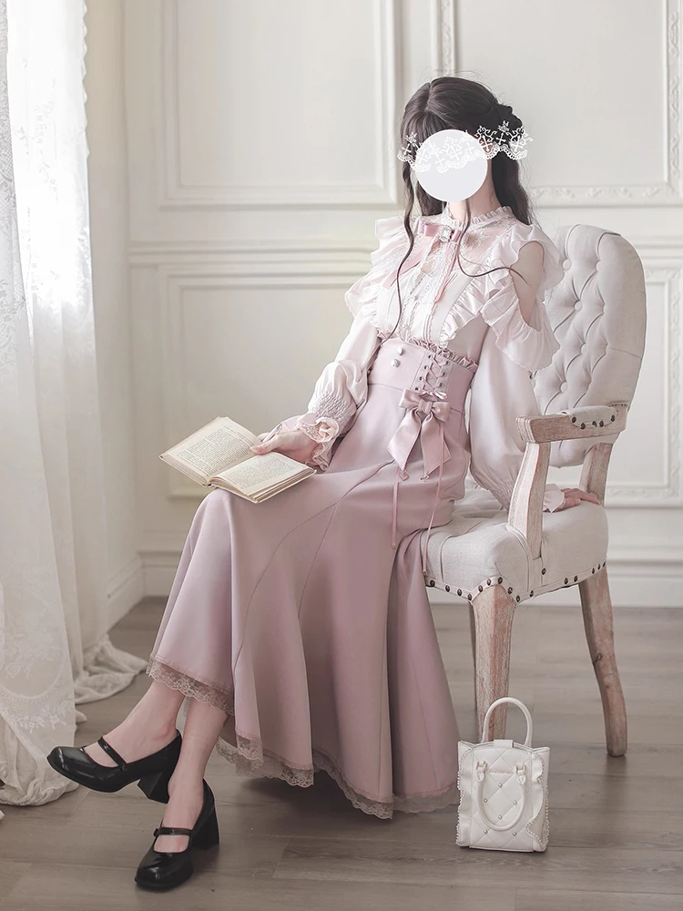 Ele Long Sve irt And Pink Fi Tail Skirt Two Piece Set for Women High Waist Slimming Autumn Winter Faion Ensemble
Ele Long Sve irt And Pink Fi Tail Skirt Two Piece Set for Women High Waist Slimming Autumn Winter Faion Ensemble