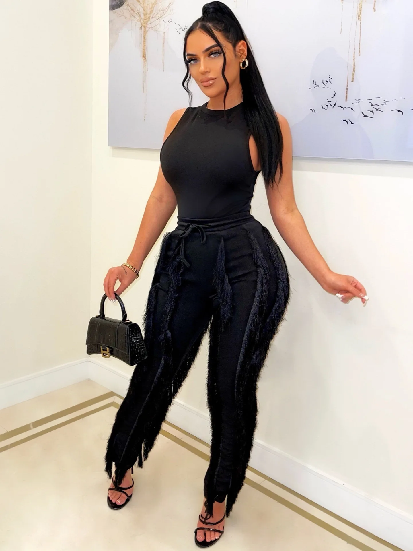 Summer Two Piece Set Bohemian Tassel Palazzo Two Piece Set Lace Trim Sleeveless Two Piece Set Sexy Beach Matching Outfit
Summer Two Piece Set Bohemian Tassel Palazzo Two Piece Set Lace Trim Sleeveless Two Piece Set Sexy Beach Matching Outfit