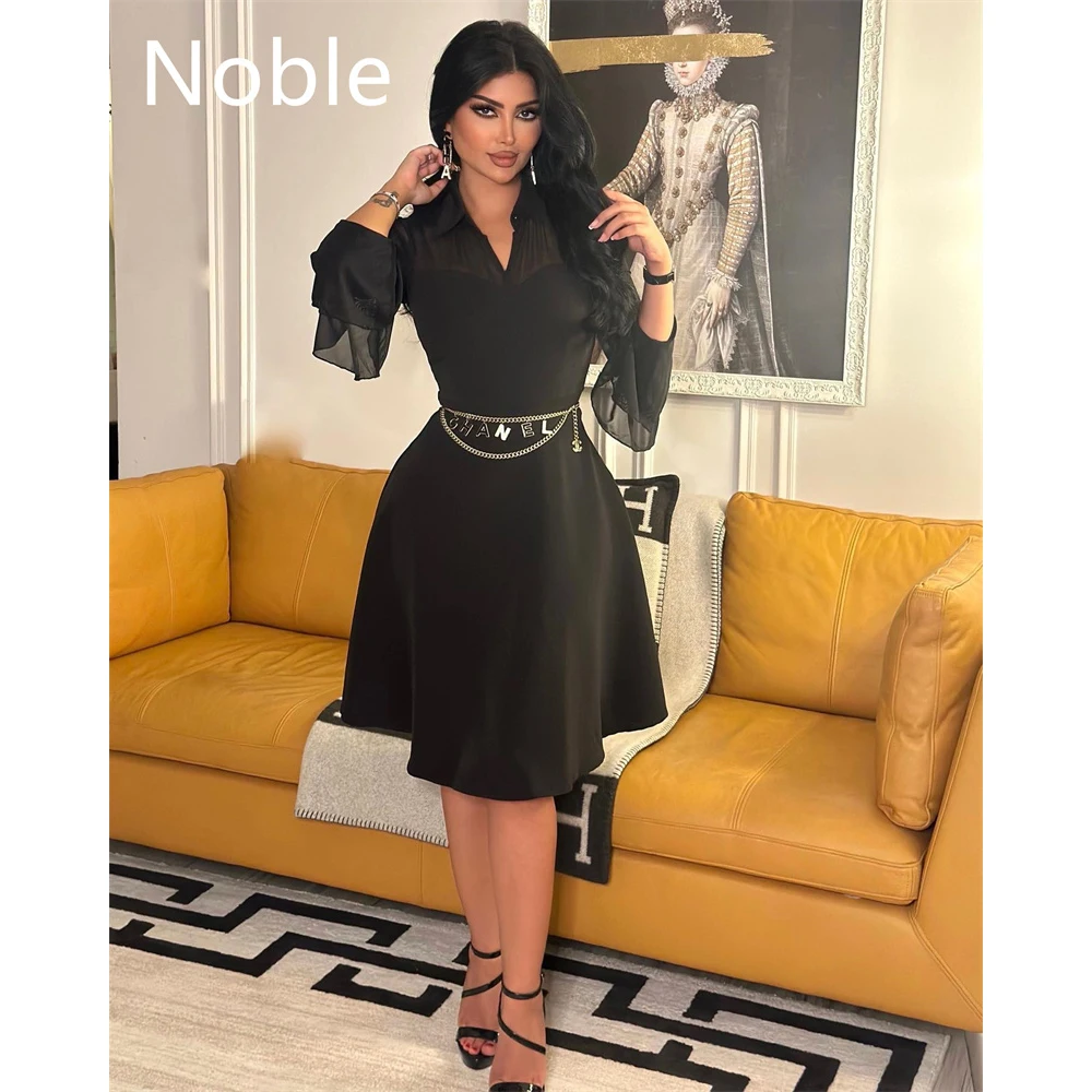 Noble Summer Formal Evening Dress 2023 Black Mid Length Custom Gowns Chiffon Long Sleeves With Ruffle Prom Skirt
Noble Summer Formal Evening Dress 2023 Black Mid Length Custom Gowns Chiffon Long Sleeves With Ruffle Prom Skirt