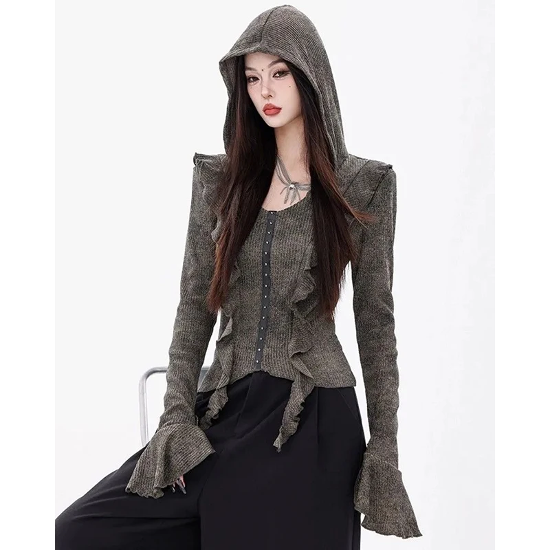American Post Apocalyptic Style Hooded Sweatshirt Women High Street Skinny Bell Sleeves Pullover Ruffled Chic Harajuku Y2K Tops
American Post Apocalyptic Style Hooded Sweatshirt Women High Street Skinny Bell Sleeves Pullover Ruffled Chic Harajuku Y2K Tops