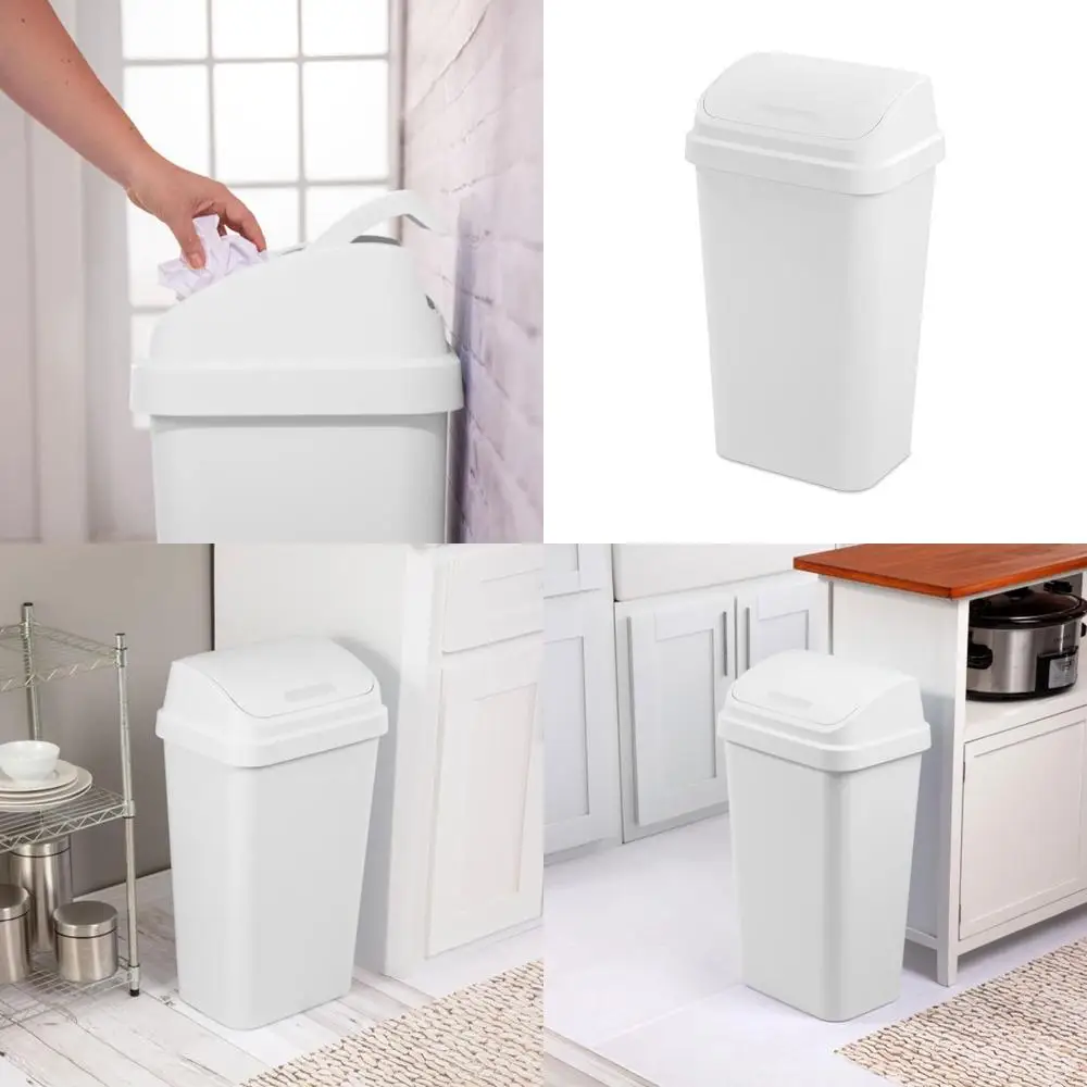 13 Gallon White Square Wastebasket with Swing Top Lid, Ideal for Kitchen, Bathroom, and More
13 Gallon White Square Wastebasket with Swing Top Lid, Ideal for Kitchen, Bathroom, and More