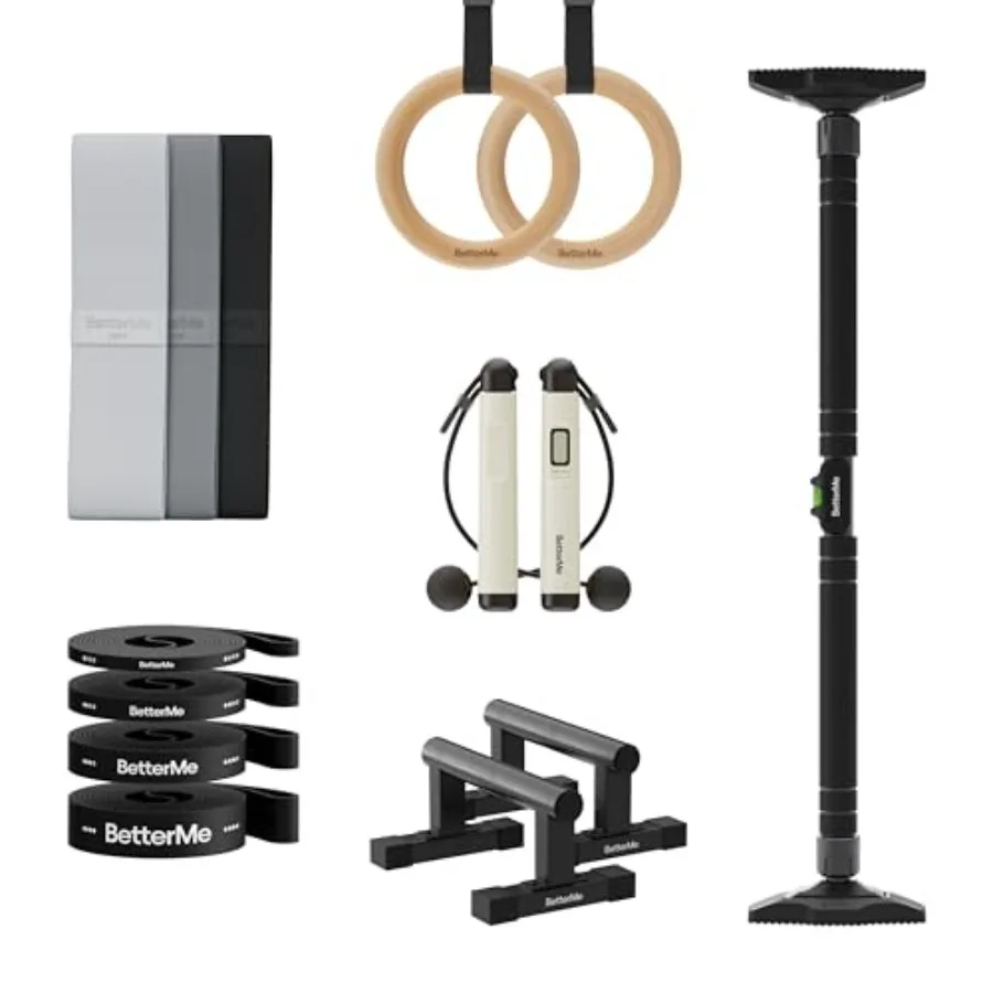 BetterMe Calisthenics Home Studio Kit - At Home Calisthenics Equipment with Parallettes Resistance Bands Gymnastics Rings Door
BetterMe Calisthenics Home Studio Kit - At Home Calisthenics Equipment with Parallettes Resistance Bands Gymnastics Rings Door