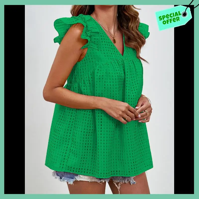 Sturdy Women's V-Neck Ruffle Babydoll Blouse - Sheer Peplum Top, Flowy Casual Loose Fit, Feminine Summer Shirt
Sturdy Women's V-Neck Ruffle Babydoll Blouse - Sheer Peplum Top, Flowy Casual Loose Fit, Feminine Summer Shirt