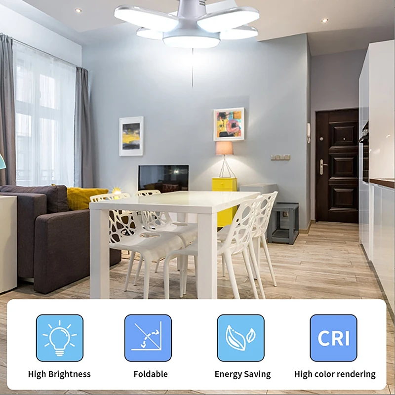 Fan Shape LED Bulb Lamp Foldable Light Bulbs For Home Living Room Warehouse Garage Ceiling Light
Fan Shape LED Bulb Lamp Foldable Light Bulbs For Home Living Room Warehouse Garage Ceiling Light