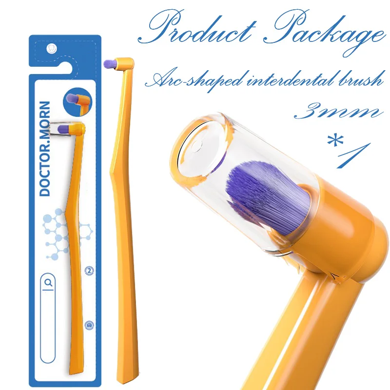 360° deep-cleaning interdental brush, featuring a 3-mm curved bristle high-density head with 0.1-mm soft bristles.
360° deep-cleaning interdental brush, featuring a 3-mm curved bristle high-density head with 0.1-mm soft bristles.
