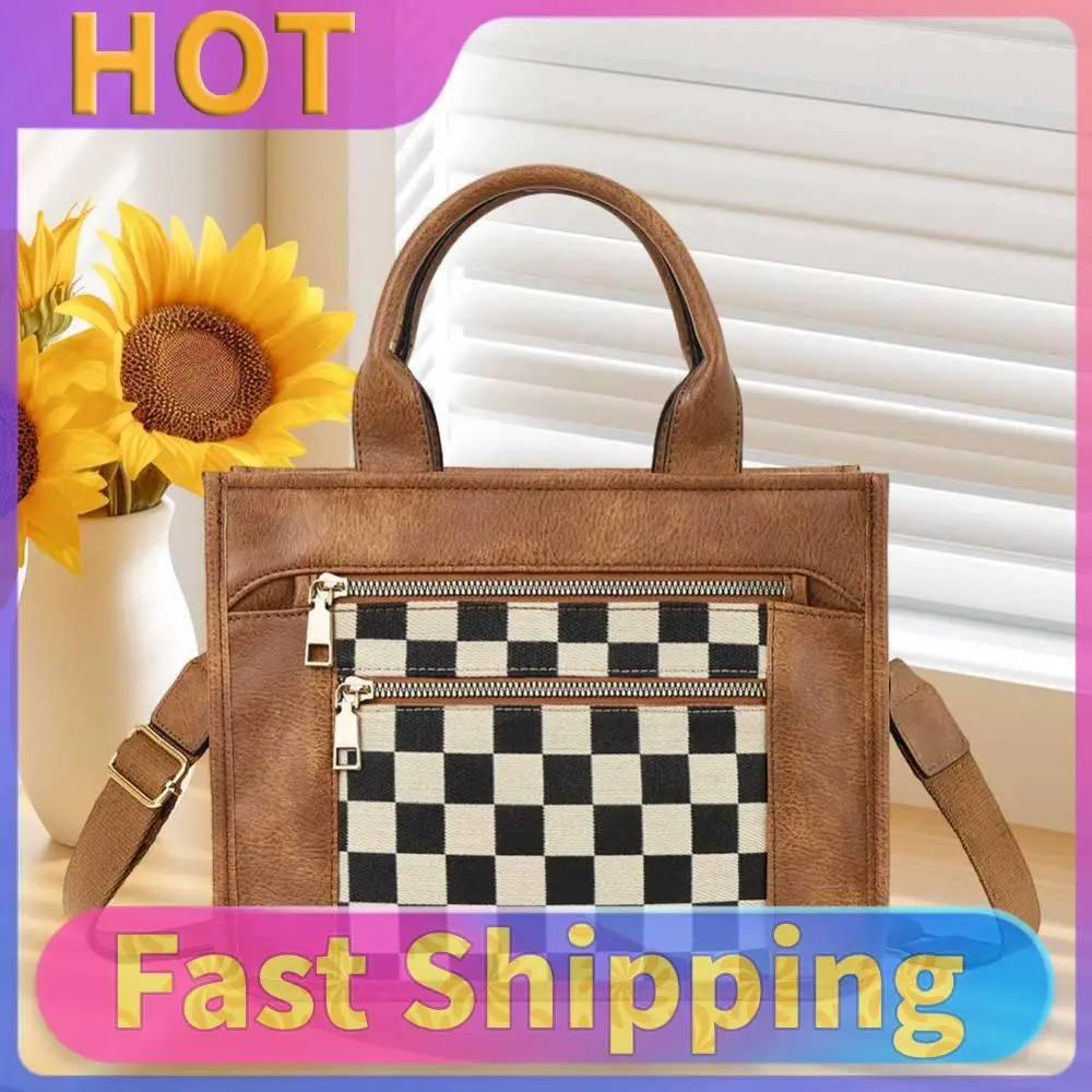 Women Canvas Checkered Tote Bag Daily Commuting Bag Chic Hobo Bag (Brown)
Women Canvas Checkered Tote Bag Daily Commuting Bag Chic Hobo Bag (Brown)