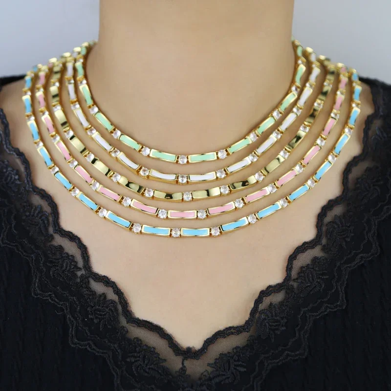 5 Color Pastel Enamel Colorful Fashion Women Jewelry Gold Color Bamboo Shaped Charm Prong Set Round CZ Sparking Choker Necklace
5 Color Pastel Enamel Colorful Fashion Women Jewelry Gold Color Bamboo Shaped Charm Prong Set Round CZ Sparking Choker Necklace