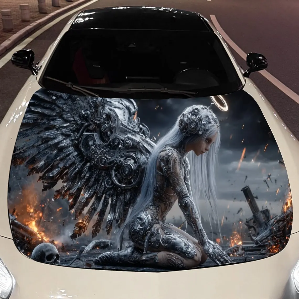 Mecha-Winged Woman and Skull Ruins Car Vinyl Wrap, PVC Material Waterproof Car Hood Sticker, Self-Adhesive Scratch-Resistant Sti
Mecha-Winged Woman and Skull Ruins Car Vinyl Wrap, PVC Material Waterproof Car Hood Sticker, Self-Adhesive Scratch-Resistant Sti