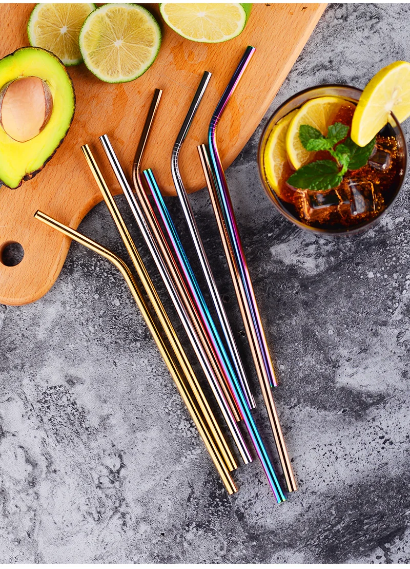 20PCS 6*215mm Colorful 304 Stainless Steel Drinking Straw Eco-friendly Reusable Metal Bent Straws Set Party Favor Bar Accessory
20PCS 6*215mm Colorful 304 Stainless Steel Drinking Straw Eco-friendly Reusable Metal Bent Straws Set Party Favor Bar Accessory