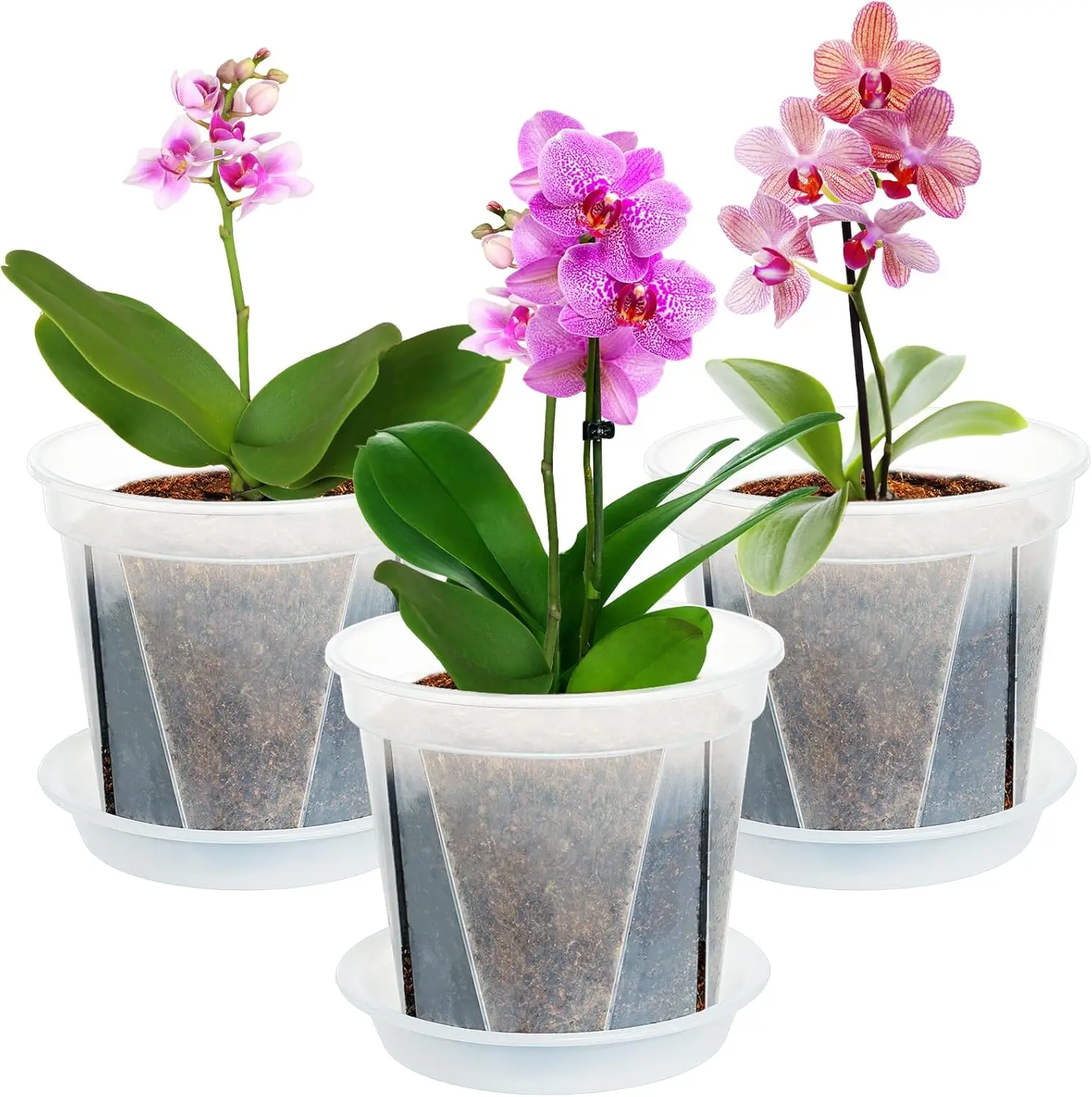 7" Clear Plastic Plant Pots 3-Pack with Drainage Holes & Saucers for Indoor Outdoor Use
7" Clear Plastic Plant Pots 3-Pack with Drainage Holes & Saucers for Indoor Outdoor Use