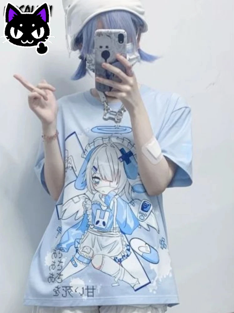 2025 misa hot sale Women Harajuku Japanese Cartoon Cute Print T-shirt Kawaii Oversized Grunge T Shirts Y2k Aesthetic Blue Summer
2025 misa hot sale Women Harajuku Japanese Cartoon Cute Print T-shirt Kawaii Oversized Grunge T Shirts Y2k Aesthetic Blue Summer