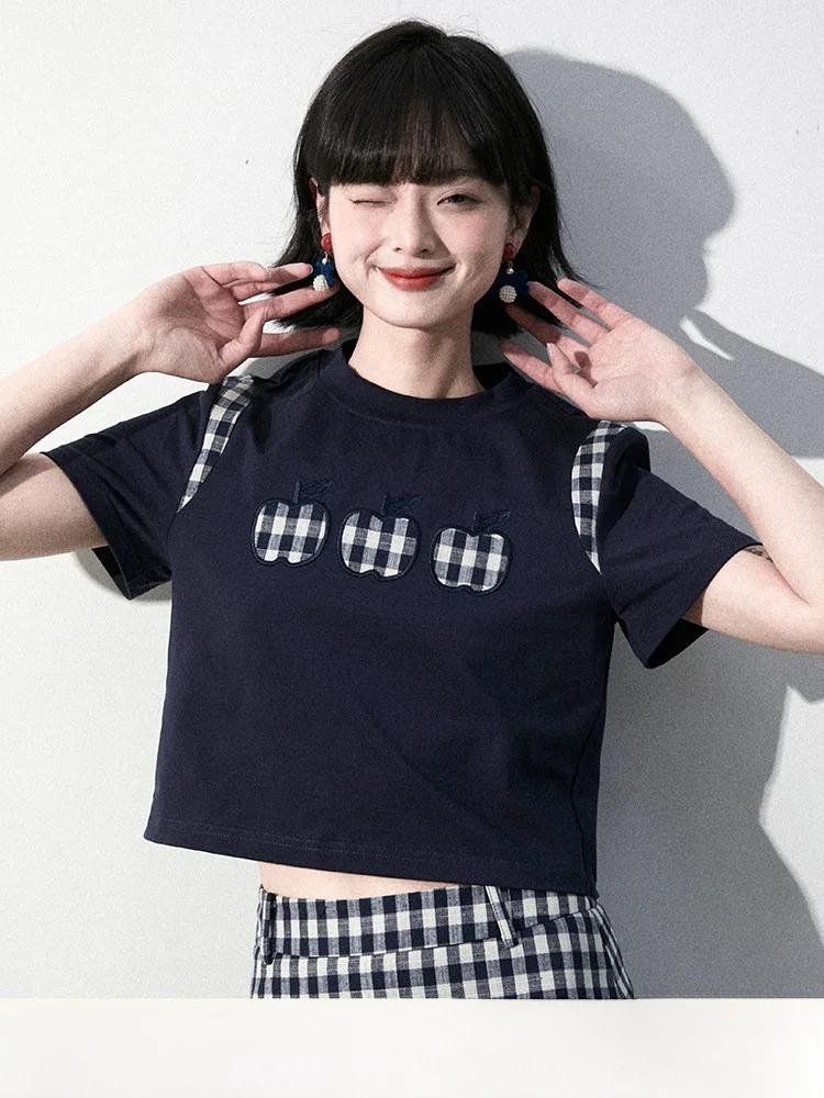 Летняя женская футболка из хлопка с милым узором, универсальная, с вышивкой и аппликацией
Летняя женская футболка из хлопка с милым узором, универсальная, с вышивкой и аппликацией