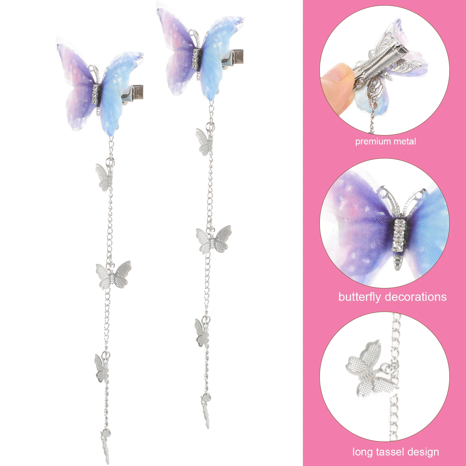 4pcs Butterfly Tassel Hair Clips Metal Accessories for Women Lightweight Comfortable Wedding Brides Girls Party Daily
4pcs Butterfly Tassel Hair Clips Metal Accessories for Women Lightweight Comfortable Wedding Brides Girls Party Daily