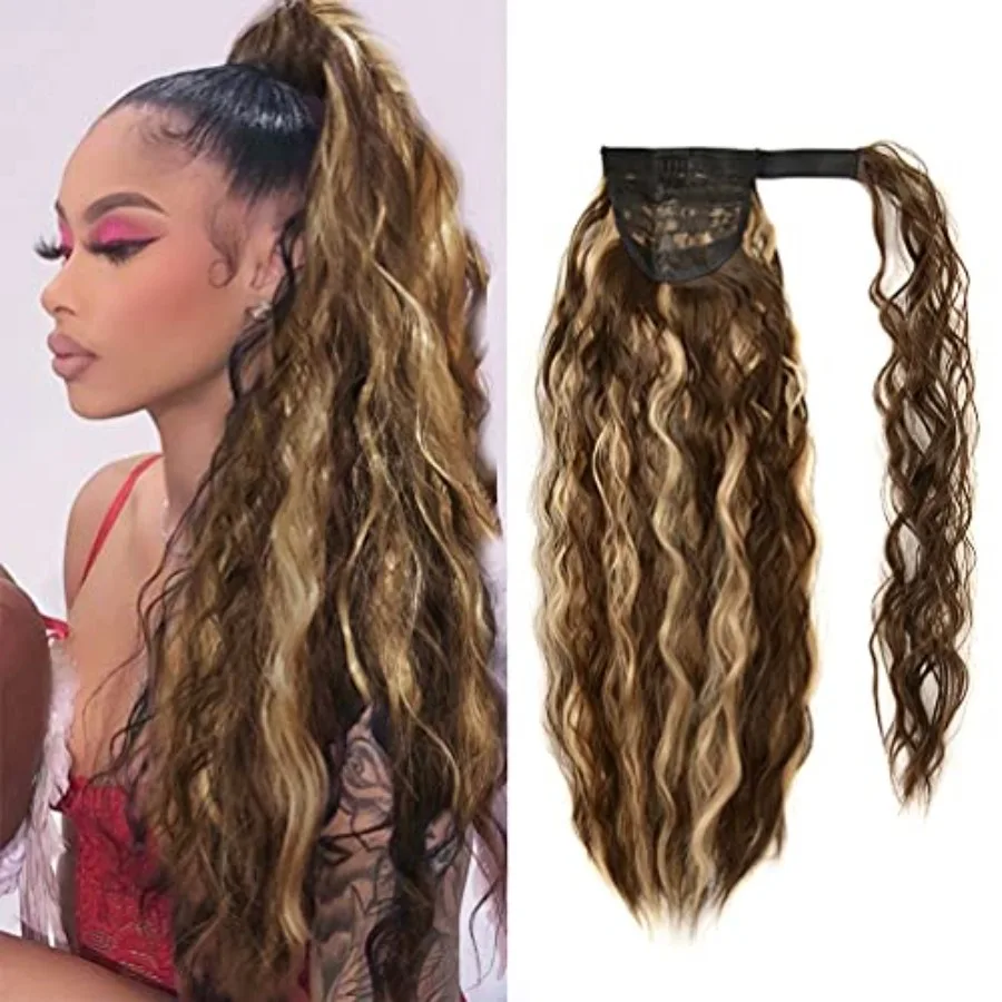 Corn Wave Ponytail Extension Clip in - 22 Inch Long Wavy Curly Wrap Around Pony Tail Heat Resistant Synthetic Hairpiece for Wom
Corn Wave Ponytail Extension Clip in - 22 Inch Long Wavy Curly Wrap Around Pony Tail Heat Resistant Synthetic Hairpiece for Wom