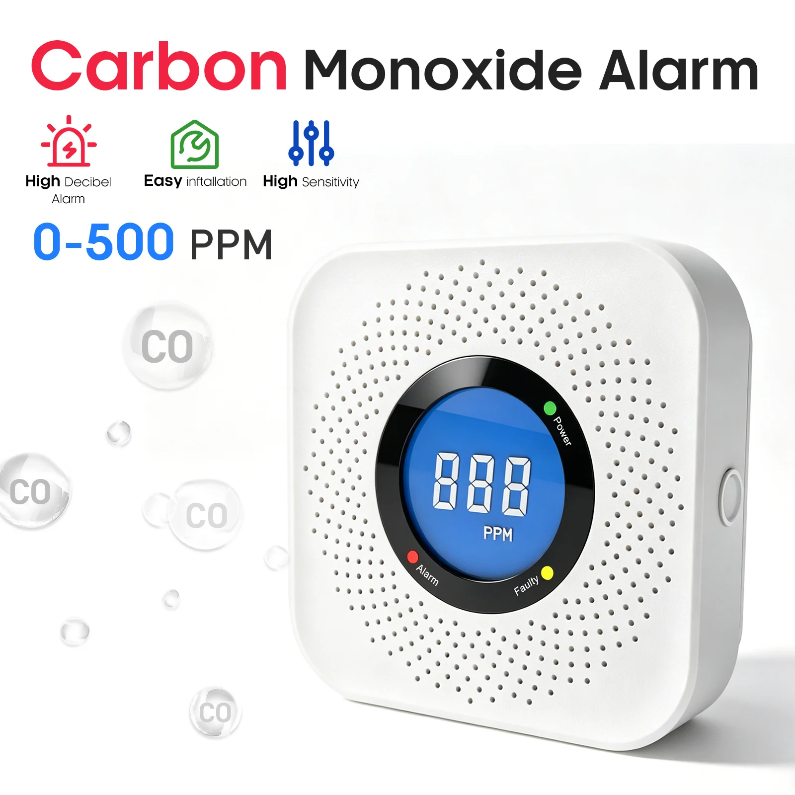 Co Detector 85dB High Sensitive Carbon Monoxide Alarm Sensor with LCD Display For Coal Furnace Hotel Home Safety Protection
Co Detector 85dB High Sensitive Carbon Monoxide Alarm Sensor with LCD Display For Coal Furnace Hotel Home Safety Protection
