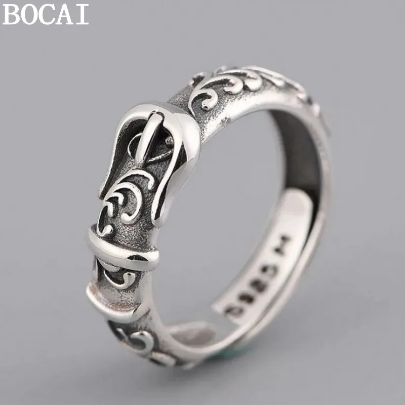 BOCAI S925 Silver Vintage Thai Silver Ring Men's And Women's Fashion Silver Ring Belt Buckle Rattan Pattern Ring
BOCAI S925 Silver Vintage Thai Silver Ring Men's And Women's Fashion Silver Ring Belt Buckle Rattan Pattern Ring
