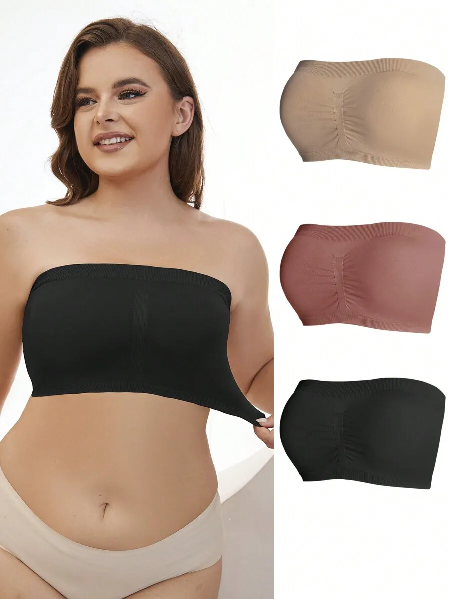 3pcs Set Seamless Elegant Plus Size Wireless Bandeau Bra Removable Pads Stretch Breathable Daily Casual Lingerie
3pcs Set Seamless Elegant Plus Size Wireless Bandeau Bra Removable Pads Stretch Breathable Daily Casual Lingerie