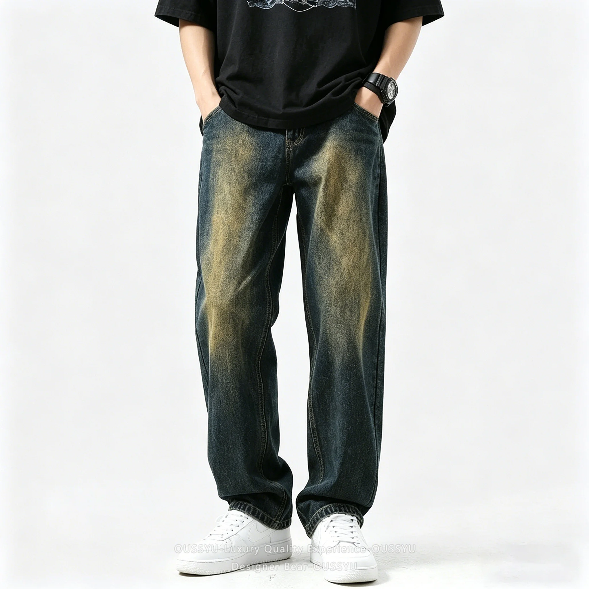 2026 Men's Vintage Yellow Mud Washed Denim Jeans American Loose Straight Wide Leg Casual Pants Summer Streetwear Navy Blue S-3XL
2026 Men's Vintage Yellow Mud Washed Denim Jeans American Loose Straight Wide Leg Casual Pants Summer Streetwear Navy Blue S-3XL
