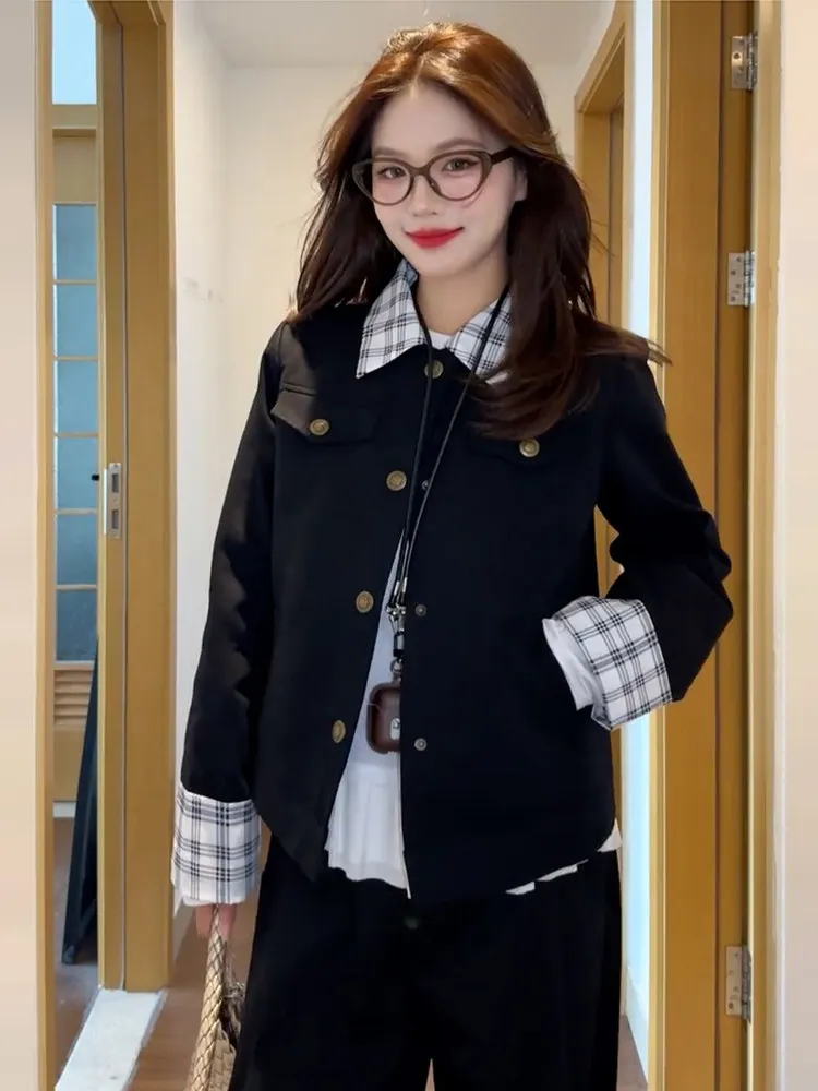 Korean Style Short Black Inspired Jacket Women's Autumn Winter High End Feelings Proper Shoulder Flip Collar Top
Korean Style Short Black Inspired Jacket Women's Autumn Winter High End Feelings Proper Shoulder Flip Collar Top