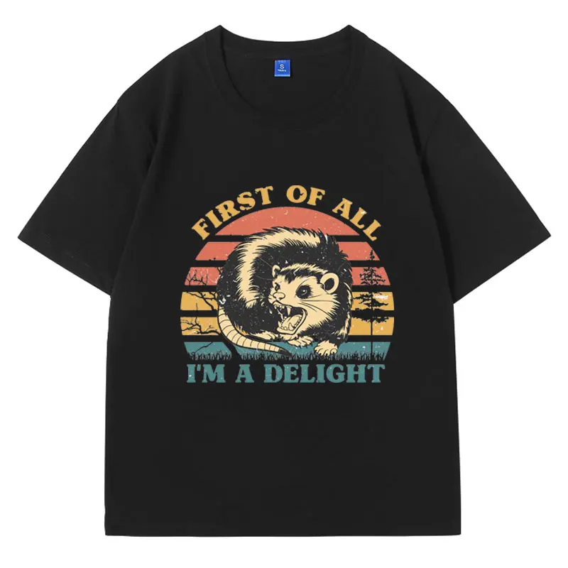 Retro First of AllI'm A Delight Sarcastic Angry Opossum Lover Funny T Shirt Men's Women's Fashion Oversized Short Sleeve T-shirt
Retro First of AllI'm A Delight Sarcastic Angry Opossum Lover Funny T Shirt Men's Women's Fashion Oversized Short Sleeve T-shirt