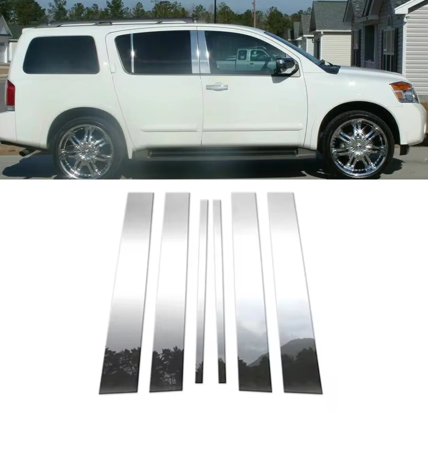 6PCS Chrome Plated Pillar Posts Fits For Nissan Armada 2005-2015 Door Side Trims Window Cover Decal Silvery Car Stickers
6PCS Chrome Plated Pillar Posts Fits For Nissan Armada 2005-2015 Door Side Trims Window Cover Decal Silvery Car Stickers