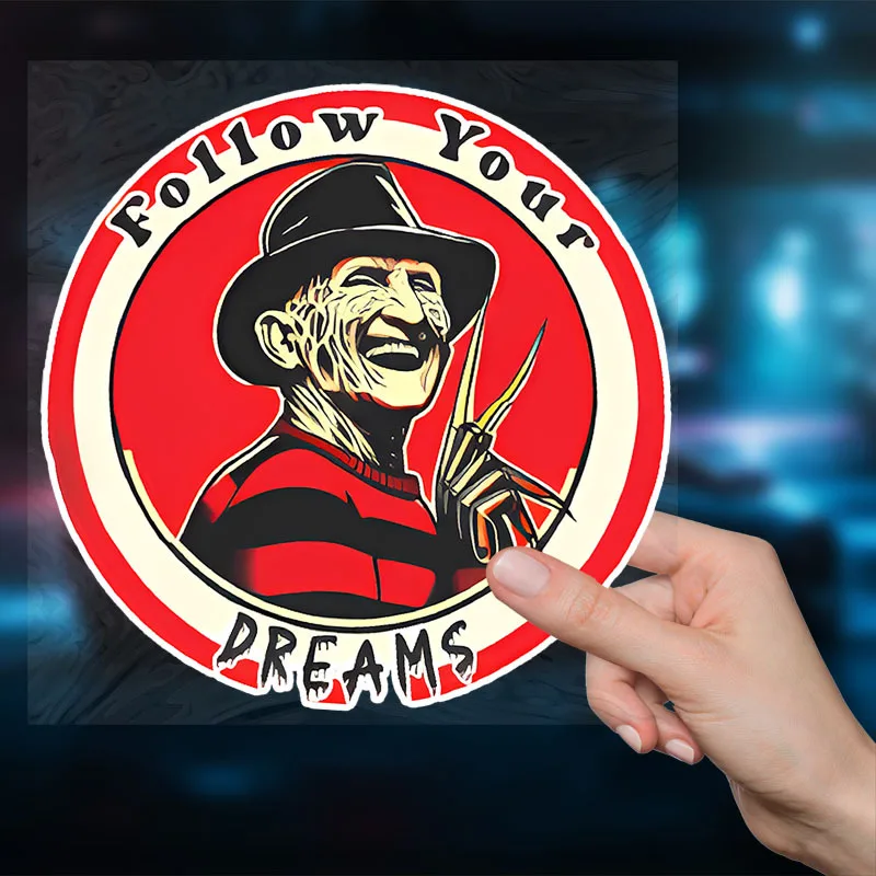 Durable PET Material Vinyl Sticker Featuring Freddy Krueger, Perfect for Cars/Motorcycles, Encouraging You to Pursue Your Dreams
Durable PET Material Vinyl Sticker Featuring Freddy Krueger, Perfect for Cars/Motorcycles, Encouraging You to Pursue Your Dreams