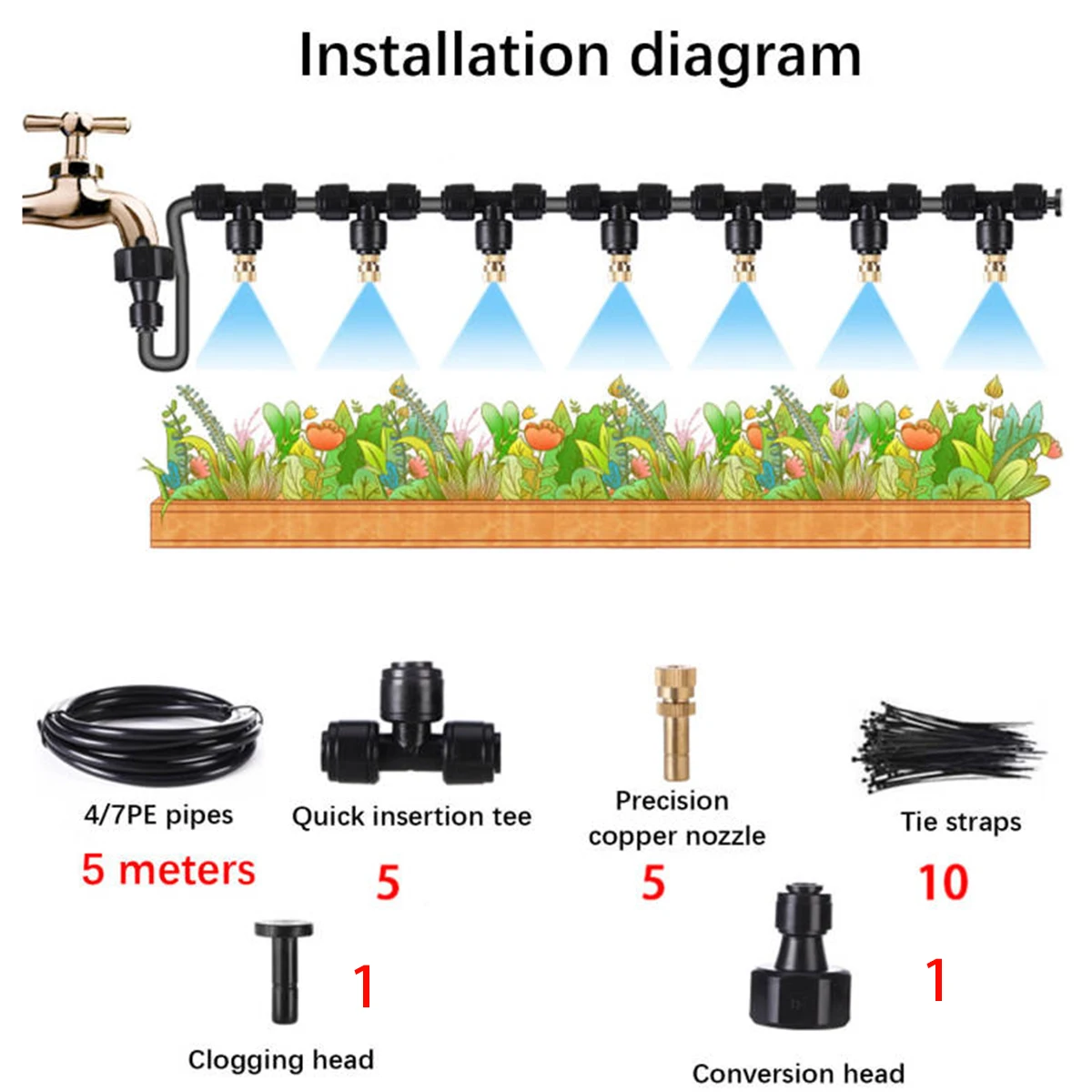 5-20M Garden Automatic Irrigation Adjustable Watering System misting system Universal sprinkler head watering System
5-20M Garden Automatic Irrigation Adjustable Watering System misting system Universal sprinkler head watering System