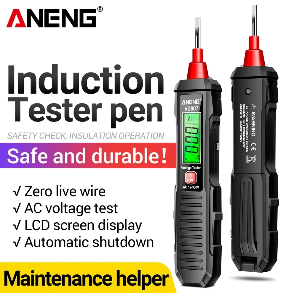 Induction Pen Voltage Tester ANENG VD807 Slotted Screwdriver AC 12-300V Non-Contact Light Alarm Breakpoint Detect Electric Tools
Induction Pen Voltage Tester ANENG VD807 Slotted Screwdriver AC 12-300V Non-Contact Light Alarm Breakpoint Detect Electric Tools