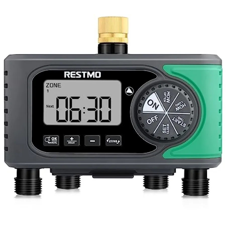 Outlet Sprinkler Timer with Brass Inlet Programmable Water Timer for Garden Hose Automatic Digital Control Manual ON/Off Rain D
Outlet Sprinkler Timer with Brass Inlet Programmable Water Timer for Garden Hose Automatic Digital Control Manual ON/Off Rain D